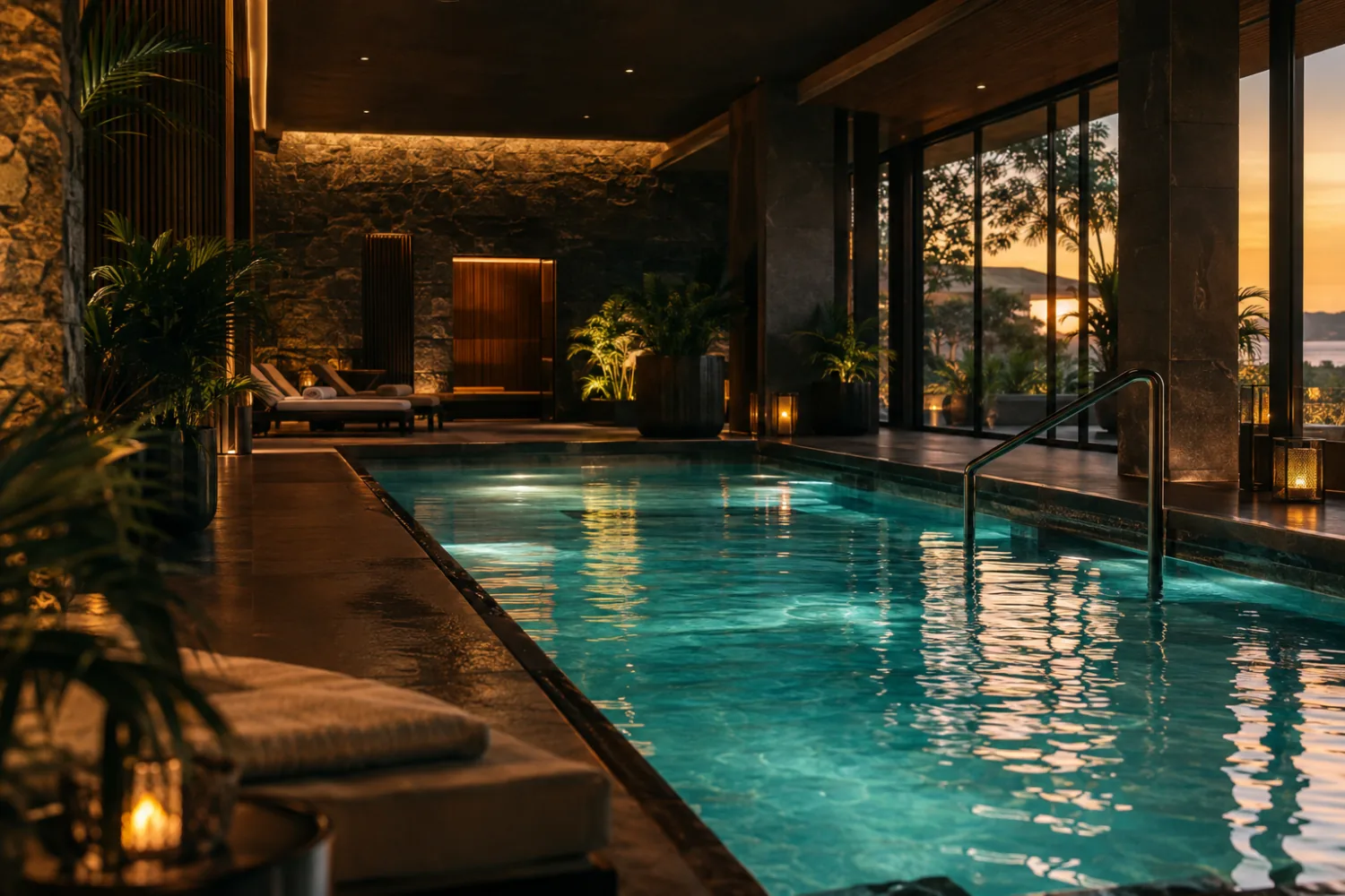 Piscina de recuperação da área de wellness da clínica